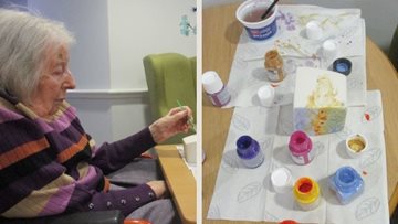 Milton Keynes care home Residents prepare plant pots for the Summer